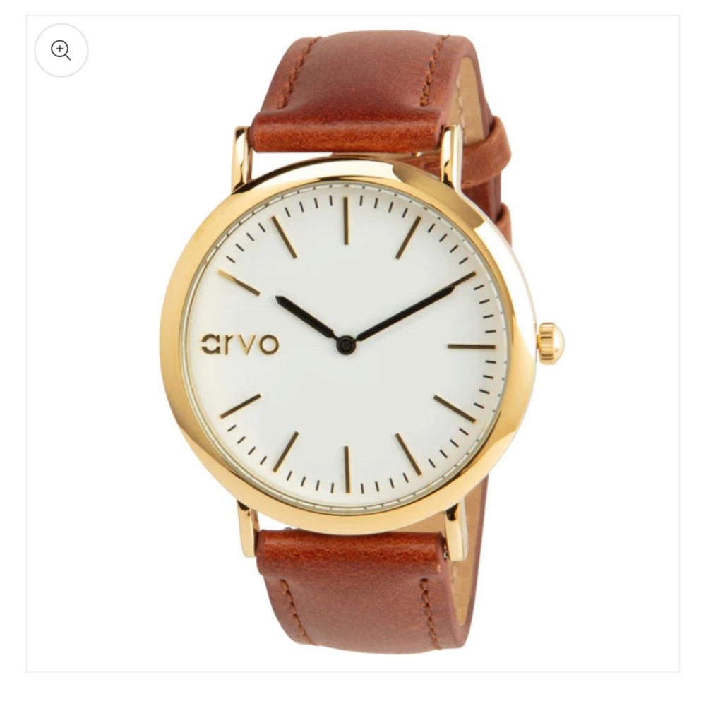 Arvo White Time Sawyer Watch - Gold - Brown Leather - Unisex